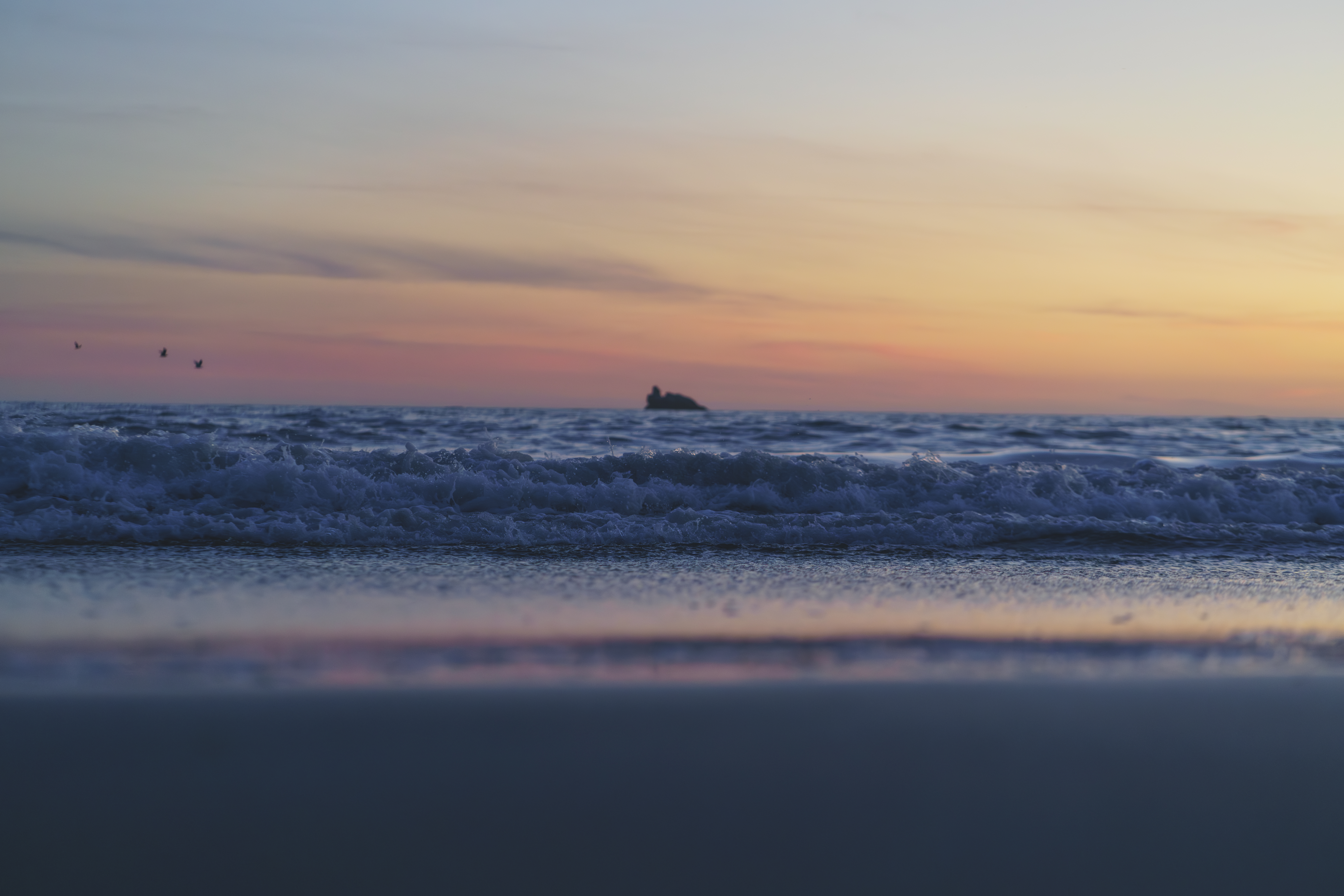 Gentle waves during a Pacifica sunset